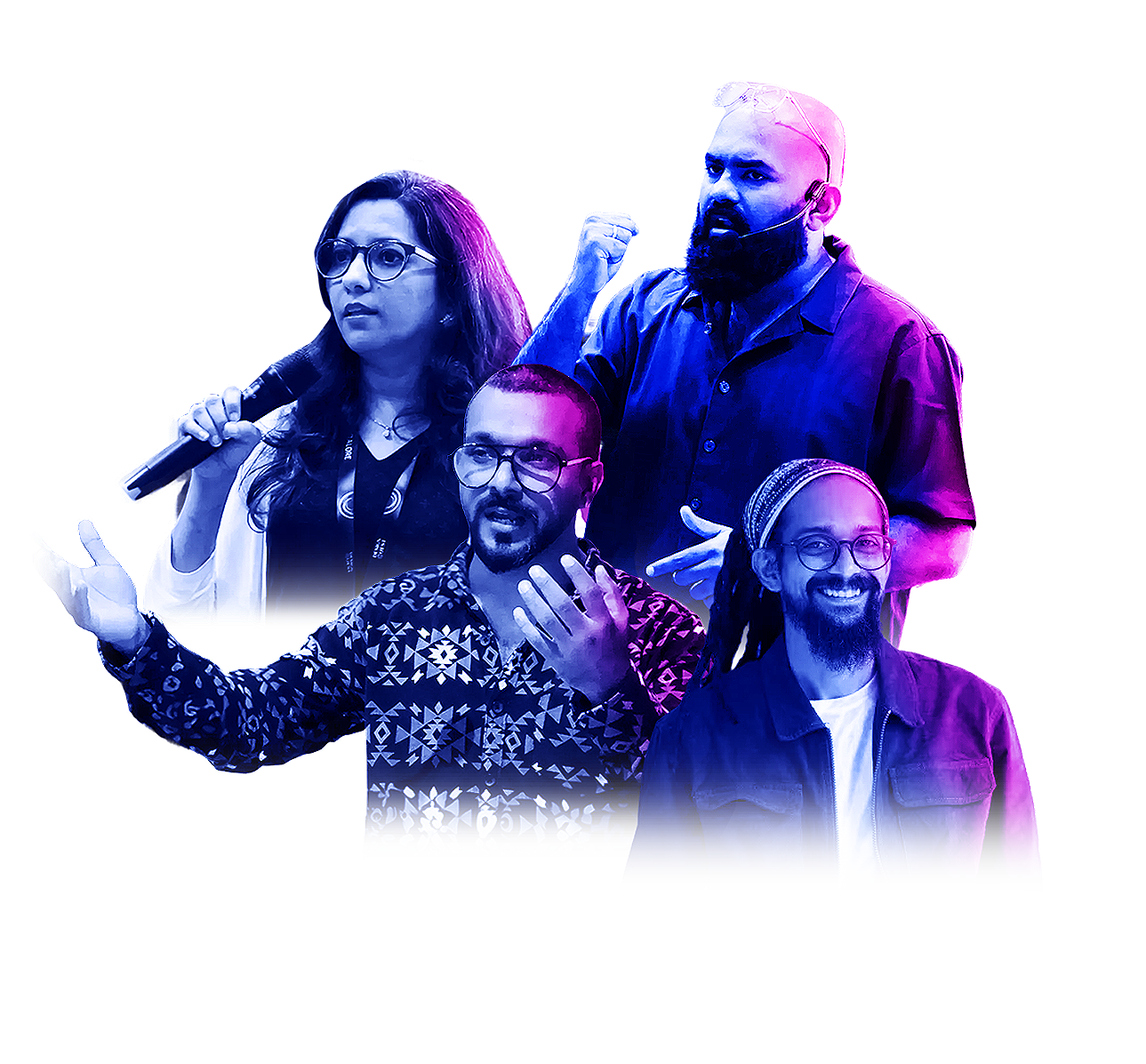 Panel discussion on micro-interactions at Design Quest 2K25 featuring Vivek Raju, Rajat Agarwal, Poorva Lavate, and Naveen Ferrao.